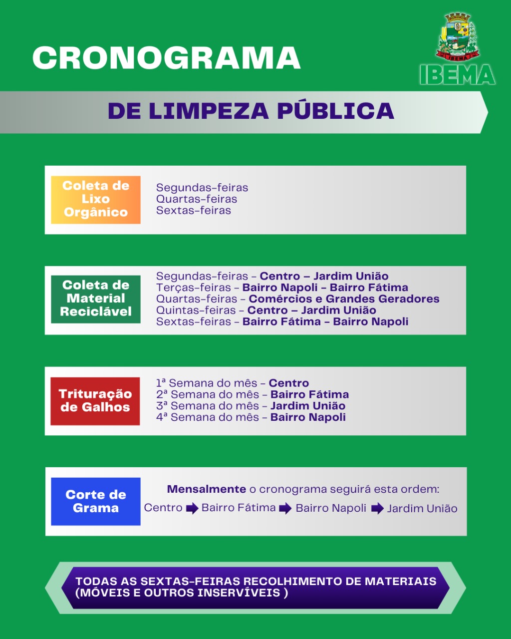 Cronograma de Limpeza Pública